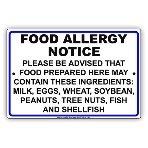 Food Allergy Notice Please Be Advised Food Prepared Here Contain Milk