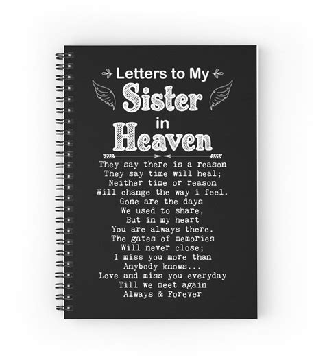 Letters To My Sister In Heaven Journal Spiral Notebook For Sale By