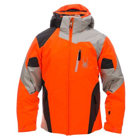 Spyder Leader Ski Jacket Kids Bryte Orange Cirrus Grey Polar