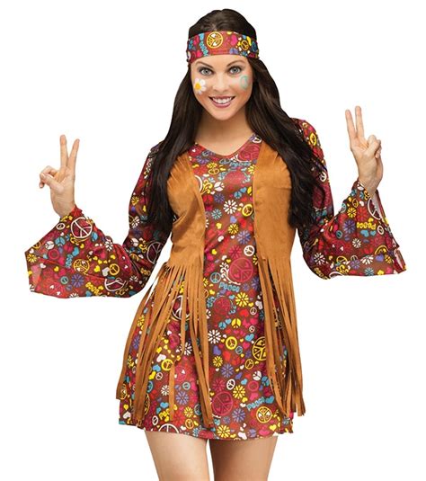 1960s Hippie Womens Adult Fancy Dress Costume Papootz