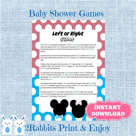 Have all baby shower guests sit in a circle. Gender Reveal Left Or Right Baby Shower Game Instant