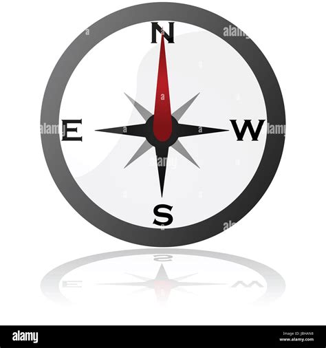 Icon illustration showing a compass display pointing North Stock Photo