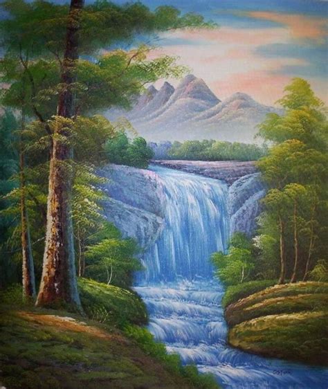 Most Beautiful Waterfalls Painting In Oils Photography Beautiful