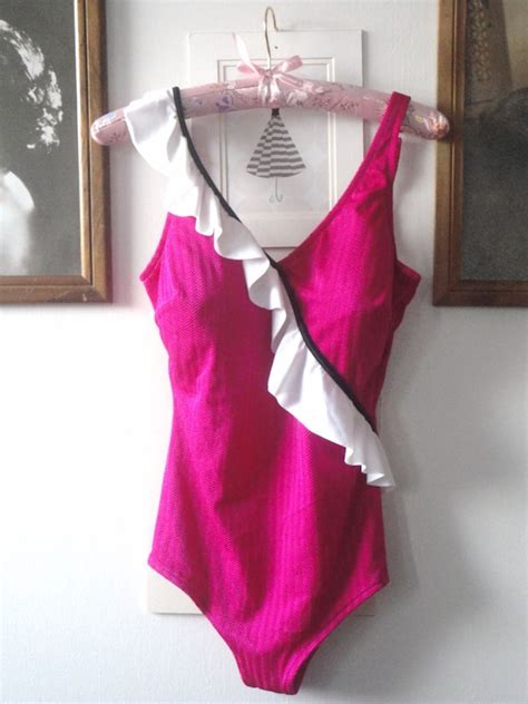 80s Bathing Suit Vintage Bathing Swimsuit By Roxanne 80s Hot Pink
