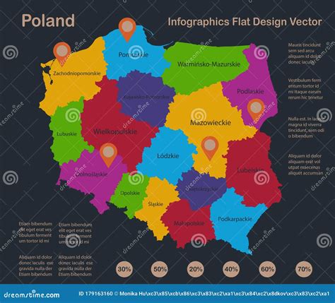 Infografía Poland Map Planos Colores De Diseño Con Nombres De División