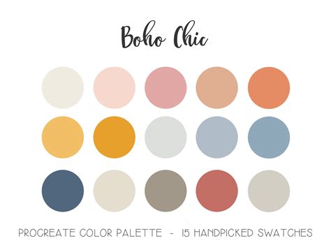 Boho Chic Palette Procreate Color Palette Blue Orange Etsy In 2021