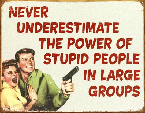 Never Underestimate The Power Of Stupid People In Large Groups Tin Sign