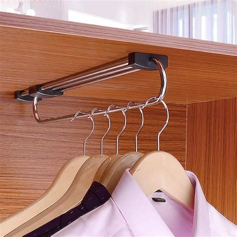 Wardrobe Hanger Adjustable Closet Rod Pull Out Clothes