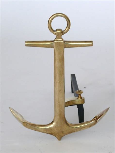 Pair Of Brass Anchor Andirons At 1stdibs