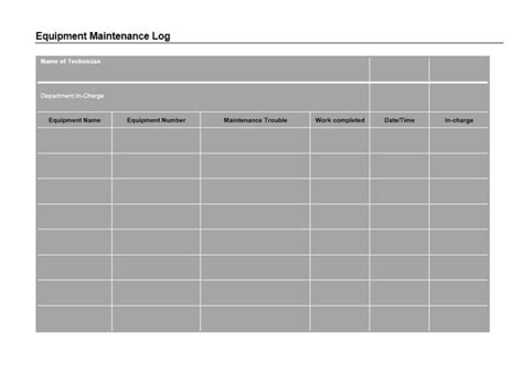 40 Equipment Maintenance Log Templates Templatearchive With Machinery