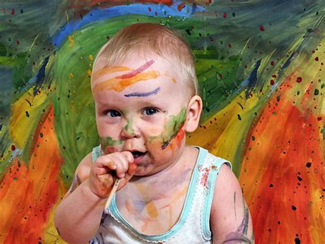 Messy Baby Paint Stock Photos Pictures And Royalty Free Images Istock