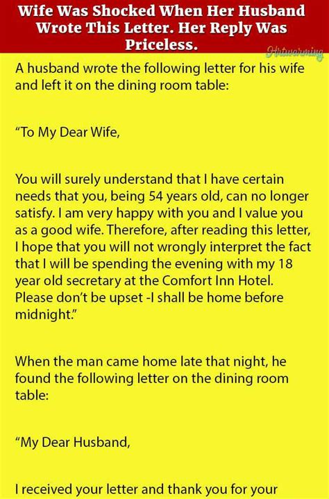 Wife Was Shocked When Her Husband Wrote This Letter Her Reply Was Priceless Husband Humor