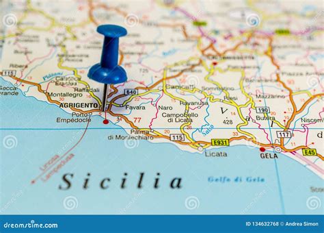 Agrigento On Map Stock Photo Image Of Coordinates Region 134632768