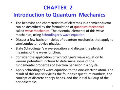 Ppt Chapter 2 Introduction To Quantum Mechanics Powerpoint