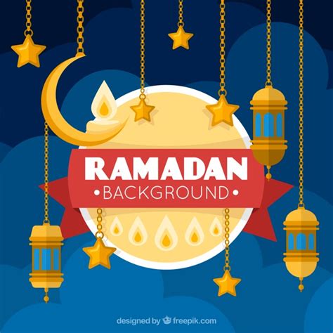 Free Vector Ramadan Background With Lamps And Ornaments