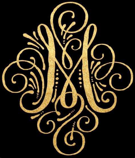 Golden Monogram Letter M By Junkydotcom Fancy Letters Watercolor Typography Monogram Letters