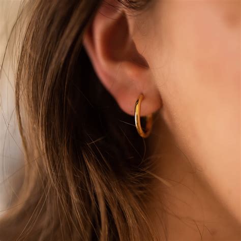 Chunky 14 K Thick Medium Gold Hoop Earrings By Elk Bloom