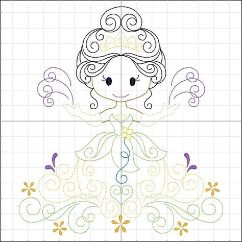 Swirly Princess 10 Design For Machine Embroidery Etsy