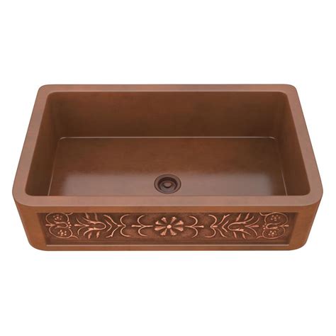 Single bowl kitchen sink in antique copper. ANZZI Wand Farmhouse Handmade Copper 36 in. Single Bowl ...