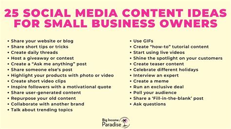 25 Killer Social Media Content Ideas For Small Business