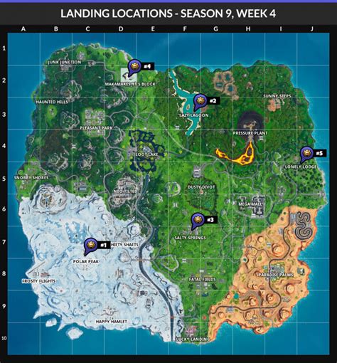 Fortnite Season 9 Week 4 Challenges List Cheat Sheet Locations And Solutions Trucos