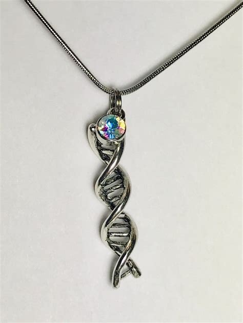 Dna Double Helix Necklace With Crystal Genealogy Gems Store Dna