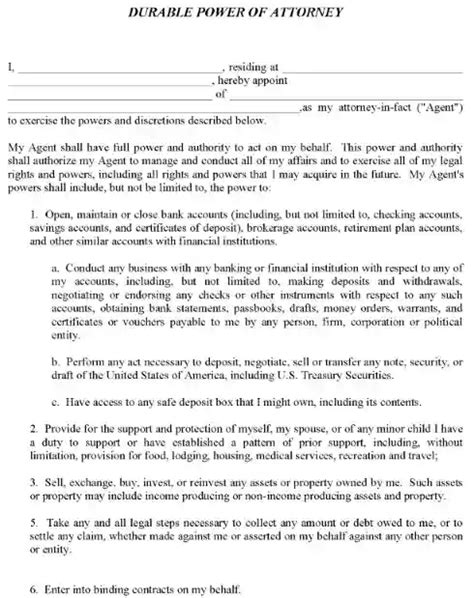 Washington Dc Power Of Attorney Form Free Printable Word Printable Form