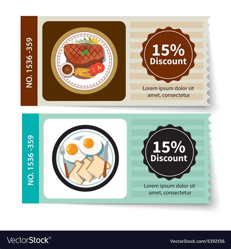 Set Of Food Coupon Discount Template Design Vector Image