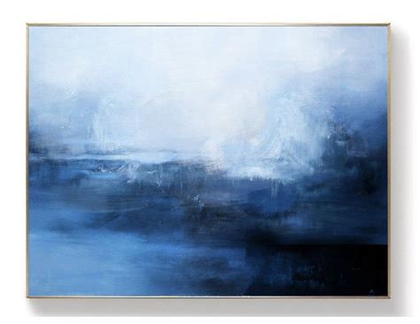 Large Sky Abstract Painting Dark Blue Ocean Painting Original