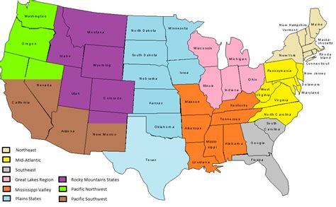 United States Regions Usa Travel Map Map