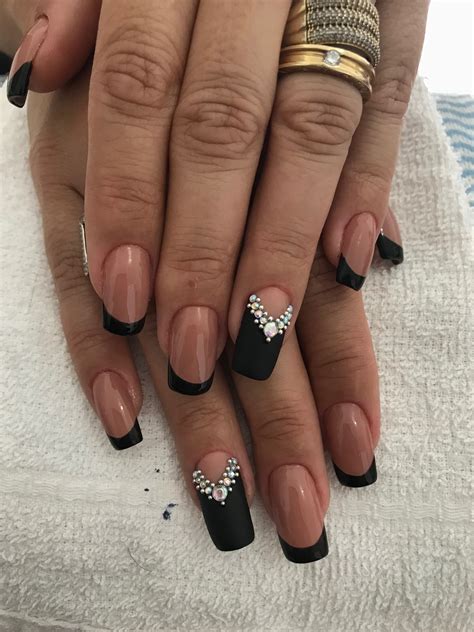 Unhas Decoradas Com Joias NailArt Preto Nude Aycrlic Nails Makeup Nails Fun Nails Hair