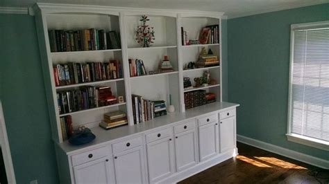 Built In Bookcase Hack Using Kitchen Cabinets And Bookcases Hometalk
