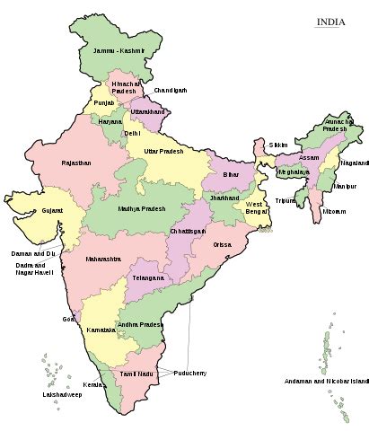Administrative map of india with highways and major cities. File:India-map-en.svg - Wikimedia Commons