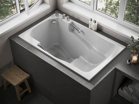 A soaking tub with an alcove installation is 18 inches deep and has a convenient integrated overflow drain for extra safety. Takara Deep Soaking Tub ('easy access' style) - with a 25 ...