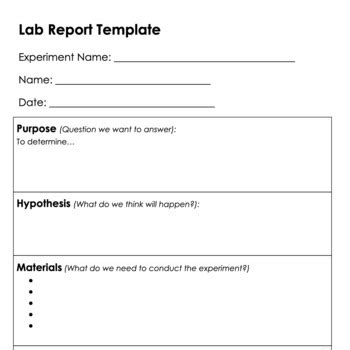 Free Science Experiment Lab Report Template Junior Tpt