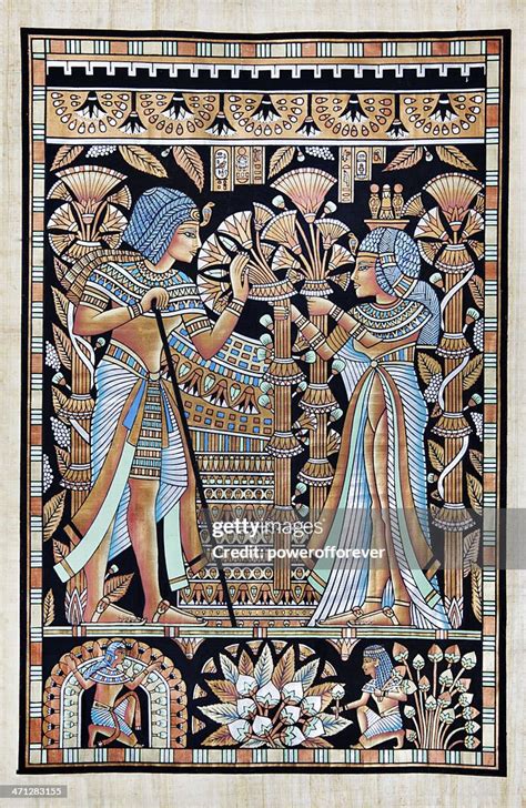 Papyrus Depicting Tutankhamun And His Wife Ankhesenamun High Res Vector