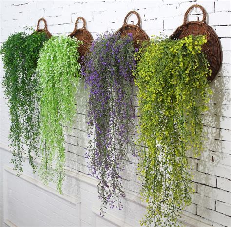 We know your property is your first impression. 2pcs 43" Hanging Artificial Vine Rattan Willow Wall Flower ...