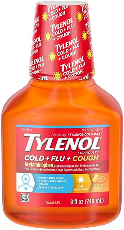 Tylenol Cold Flu Cough Cold Medicine Liquid Daytime Flu Relief