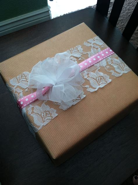Check spelling or type a new query. Baby shower gift wrap- craft paper, lace and ribbon | Diy ...