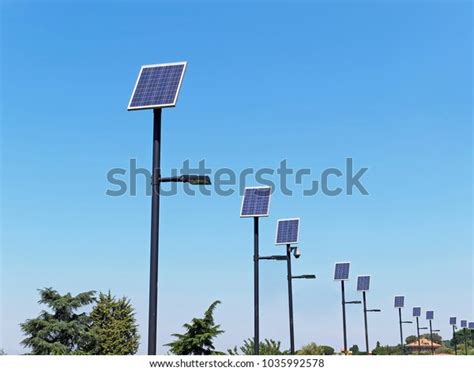 Street Lighting Poles Solar Panels Stock Photo Edit Now 1035992578
