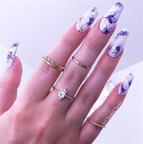 Amazing Purple Marble Coffin Nails Is So Stylish Marble Manicure