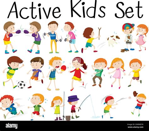 Set Of Children Doing Different Activities Stock Vector Image And Art Alamy