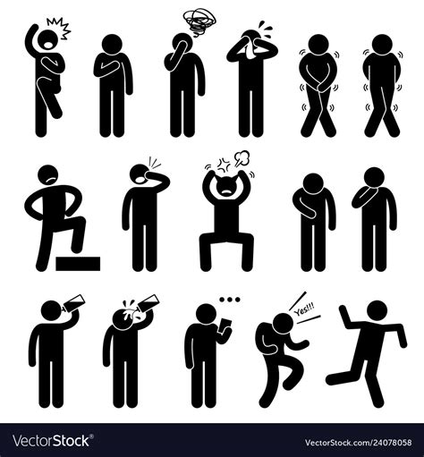 Human Action Poses Postures Stick Figure Vector Image