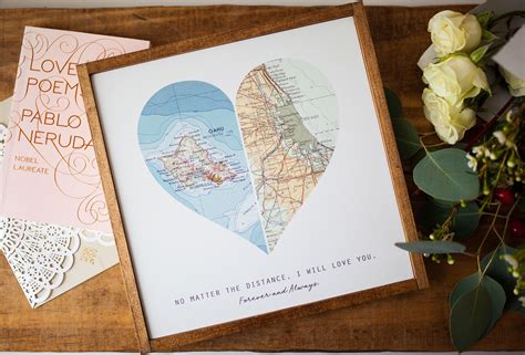Long distance relationships shouldn't be neglected for valentine's day. Custom Map Art Long Distance Boyfriend Valentines Day Gift ...