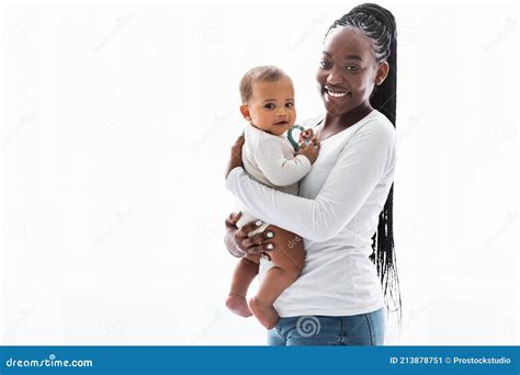 African American Mom Hugging Her Cute Infant Stock Image Image Of