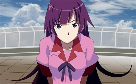 Monogatari Series Anime Anime Girls Senjougahara Hitagi Purple Hair