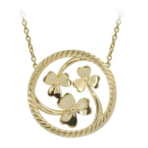 Gold plated jewelry is jewelry made of a base metal (e.g. Irish Necklace | Gold Plated Sterling Silver Shamrock Round Pendant at IrishShop.com | IJJM12554GP