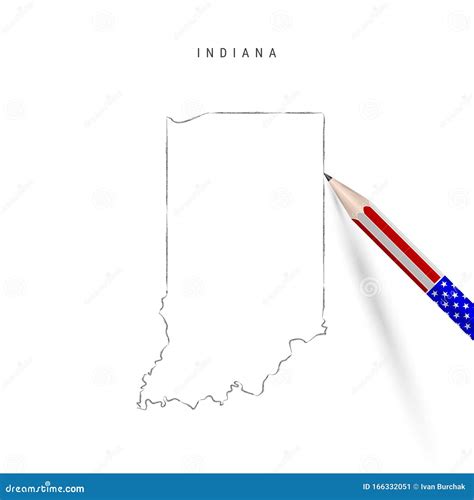 Indiana Us State Vector Map Pencil Sketch Indiana Outline Map With