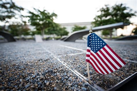 Us Flag At Pentagon 911 Memorial