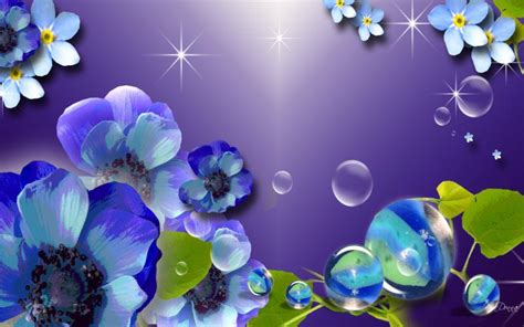 Hd Blue Flowers Bubbles Wallpaper Download Free 81826